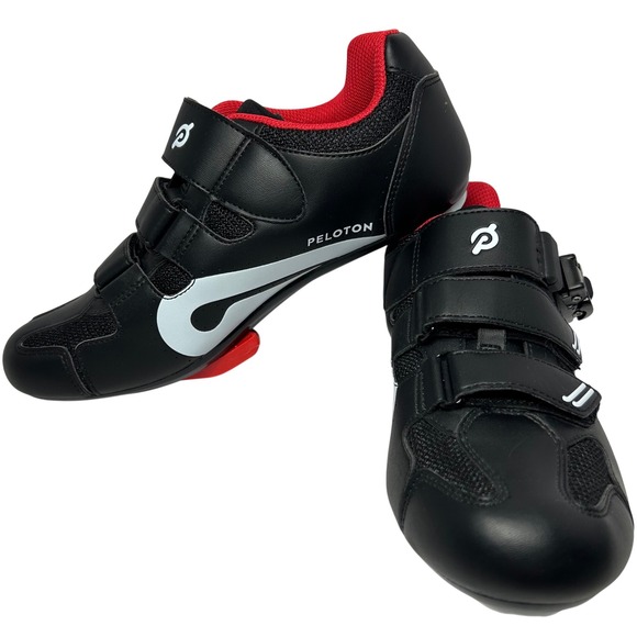 Peloton Cycling Shoes Black Red Indoor Exercise Bike Size 40 Women's 9 Mens 7 - Picture 1 of 11